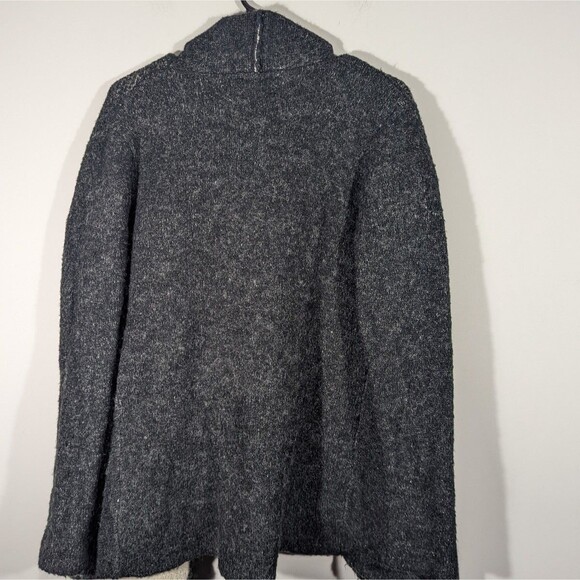 Zara Sweater Women Small Grey Draped Lapel Open Wool Blend Knit Cardigan - Picture 2 of 5